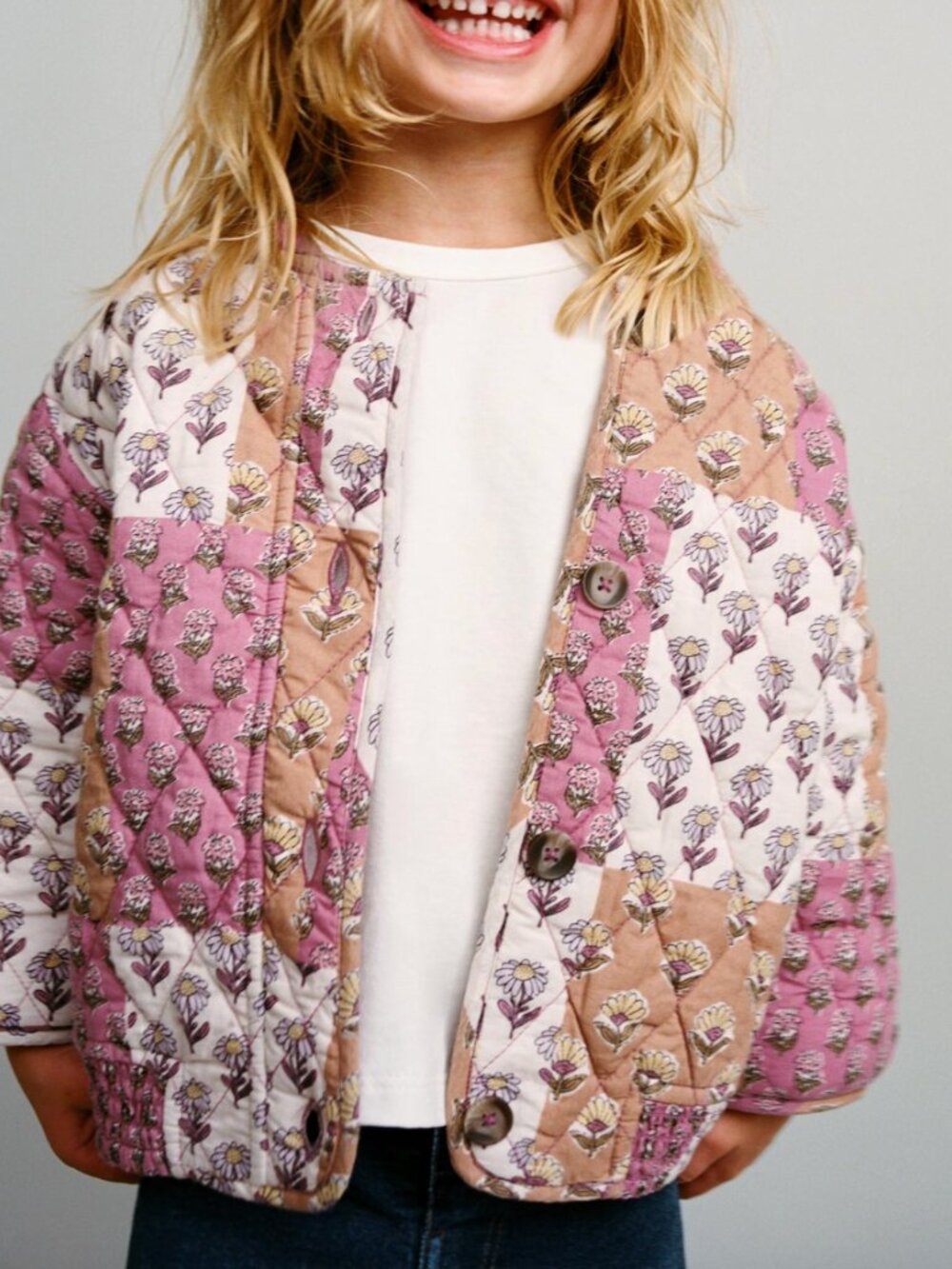 Zara Kids Quilted Patchwork Floral Jacket - Size 1.5Y 18 Months